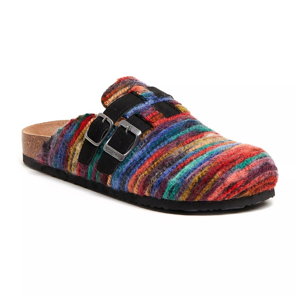 ❤️🩷💙🩵 Felt Clog Slide with Adjustable Buckles Abel Multi Color Mule